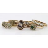 Six 9ct Gold Stone set Rings weight 12.8g