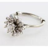 14ct White Gold Diamond Floral Cluster Ring size L weight 3.6g