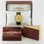 9ct Gold Gents Rotary Quartz Wristwatch with Date. Comes with box and papers purchased 1987