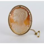 Large Cameo Brooch in a 9ct Gold frame weight 10.0 grams