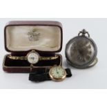 Ladies 9ct gold cased "Everite" wristwatch in its original ? box, along with a 9ct cased