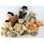 Teddy bears. A collection of seven teddy bears, makers comprise Steiff, Hermann, Deans Rag Book