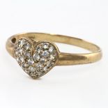 9ct Gold Heart shaped Ring size T weight 1.8g