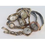 Six Ladies 9ct cased wristwatches