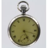 Silver Open face pocket watch, hallmarked Birmingham 1918, approx 48mm diameter
