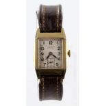 Gents J.W. Benson 9ct Gold Wristwatch with second hand on a Leather strap