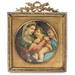Portrait miniature on copper, depicting the Virgin Mary holding baby Jesus, circa 19th century,