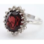 18ct White Gold Red Spinel Ring size K weight 7.2g