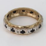 9ct Gold Sapphire and Diamond Full Hoop Eternity Ring size L weight 2.8g