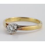 18ct Gold Solitaire Diamond Ring approx 0.25 ct weight size K weight 2.5g