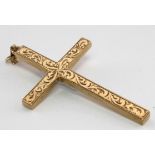 9ct Gold hallmarked cross, approx 8.7g