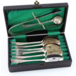 Boxed set of six George III silver Old English teaspoons, London, 1780 and a George II salt spoon,