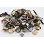 Large tub of mainly modern wristwatches. Includes quartz digital examples