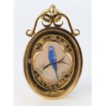 9ct Gold Budgerigar enamelled Fob Windhill Shipley & D. O.S. 1930 weight 11.8g