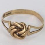 9ct Gold Knot Ring size O weight 1.7g