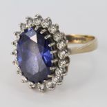 9ct Gold Tanzanite and CZ Ring size M weight 5.7g