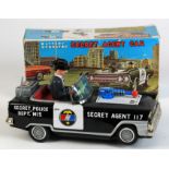 Japanese Battery operated Secret Agent Car, by Nomura, contained in original box, car length 23.