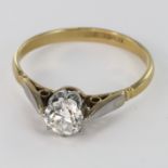 18ct Gold and Platinum Solitaire Diamond Ring approx 0.50 ct weight size O weight 2.2g