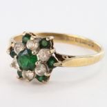 9ct Gold Emerald and CZ Ring size M weight 1.8 grams