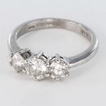 18ct gold three stone Diamond ring, approx 1.04ct, size L