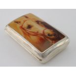 Silver curved enamel cigarette case, circa 1900s, hallmarked 'Birmingham 1900', gilt lined, lid with