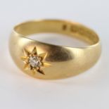 18ct Gold Gypsy style Diamond Ring size L weight 3.5g