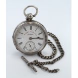 Silver open face pocket watch. The "Express English Lever" by Graves, hallmarked Birmingham 1901