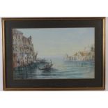 Manner of M. Gianni (19th century). Watercolour, depicting a Venice scene with a gondola to