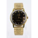 Gents Omega Seamaster automatic wristwatch, the black dial with gilt baton markers, date aperture at