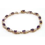 9ct Gold Amethyst set Bracelet weight 7.3 grams