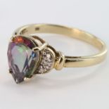 9ct Gold Purple/Green Topaz Ring size N weight 2.5 grams