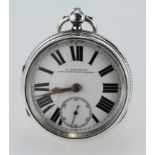 Silver Open face pocket watch by W Schulman, Langley Mill, Notts. Hallmarked Chester 1890 . The