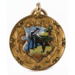 9ct Gold Billiards enamelled Fob L.G.O.C.S.A. Billiard Relay Championship S.C. Arthur Captain