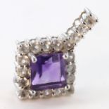 9ct White Gold Amethyst set Pendant weight 2.6 grams