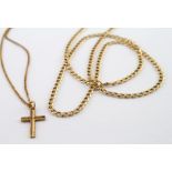 Two 9ct Gold Chains with a small Cross weight 6.7g