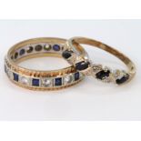 Two 9ct Gold Sapphire Rings weight 5.7g