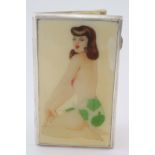 Silver enamel cigarette case, circa 1940s, hallmarked 'M&B, Birmingham 1943', gilt lined, lid with