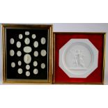 Plaques. Six frames containing a total of twenty-seven plaques, all depicting classical scenes,