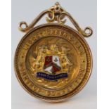 9ct Gold Lidget Green C & A.C. Workshop Competition enamelled Fob G.W. Anderson 1923 weight 10.6g