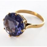 Yellow metal (tests 18ct Gold) Amethyst Ring size M weight 4.2g