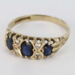 9ct Gold Sapphire and Diamond Ring size M weight 1.8g