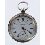 Silver Open face pocket watch "The Climax Trip Action Patent" by H Samuel Manchester. Hallmarked