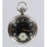 Damas military pocket watch, with a white dial and luminous hours and hands, marked to the rear G.