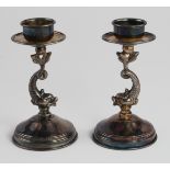 Two small silver candlesticks which appear to be loaded. Marked on the bases 925 Sterling.