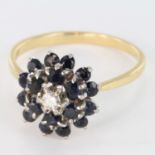 18ct Gold Sapphire and Diamond Ring size O weight 3.4g