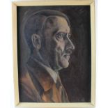 Oil on canvas, depicting a portrait of Adolf Hitler, signed by artist to lower right corner &