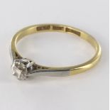 18ct Gold Solitaire Diamond Ring approx 0.25ct weight size O weight 2.3g