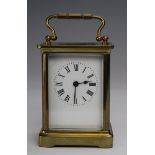 Brass five glass carriage clock, circa early to mid 20th century, key present, height 10.7cm approx.