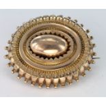 Yellow Metal Oval Victorian style Brooch (tests 10ct) weight 5.6g