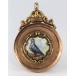 9ct Gold enamelled Pigeon Fob M.H.S. Y.B. Average won by J. Green 1926 weight 8.9g
